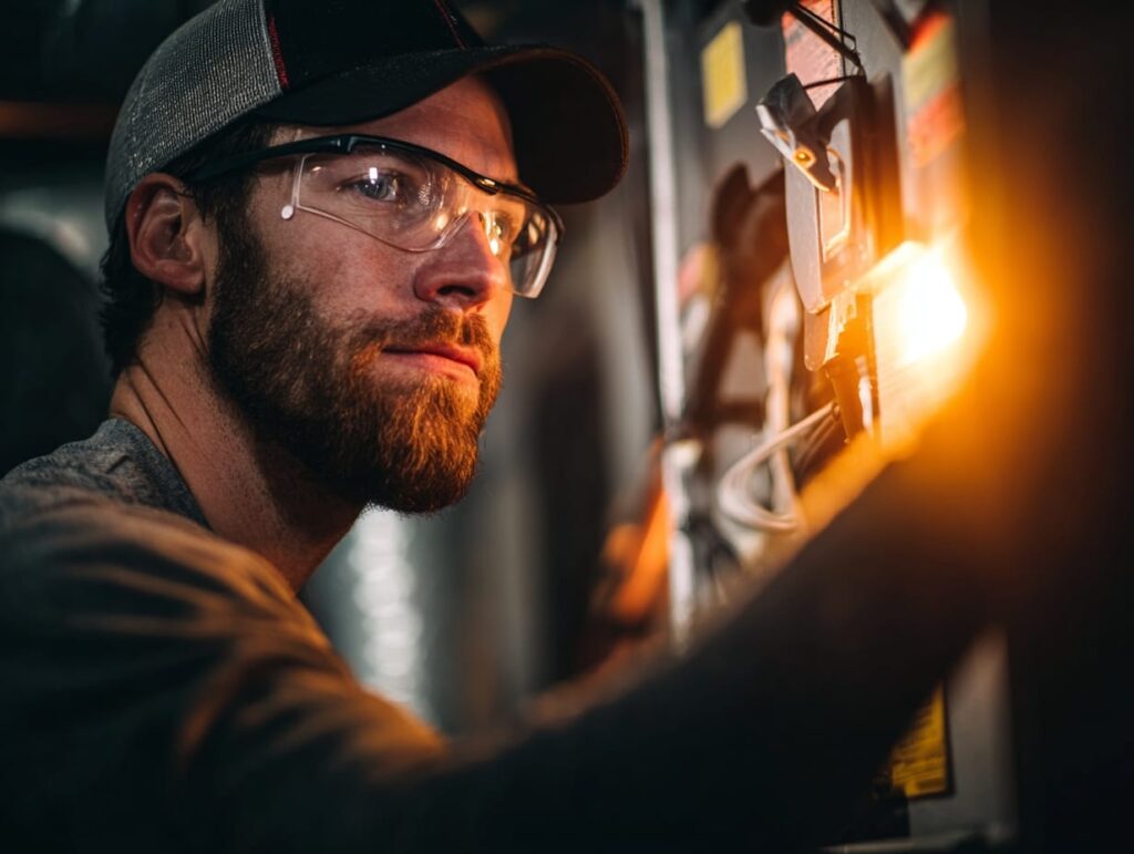 hvac technician installing furnace