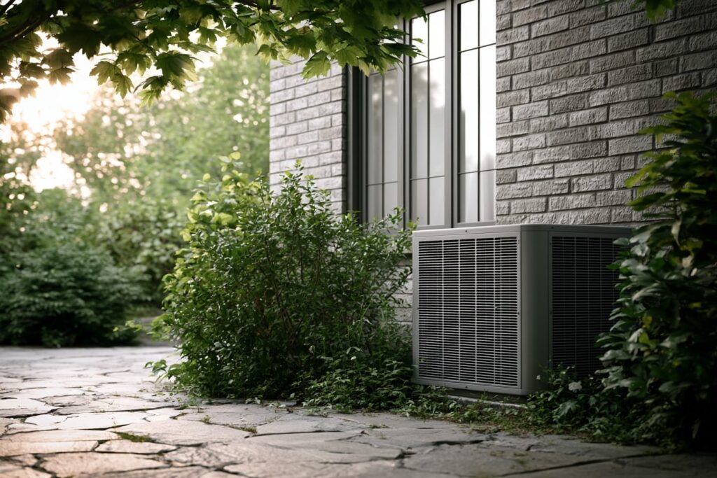 Outdoor air conditioner condenser short cycling in summer heat contributing to humidity issues